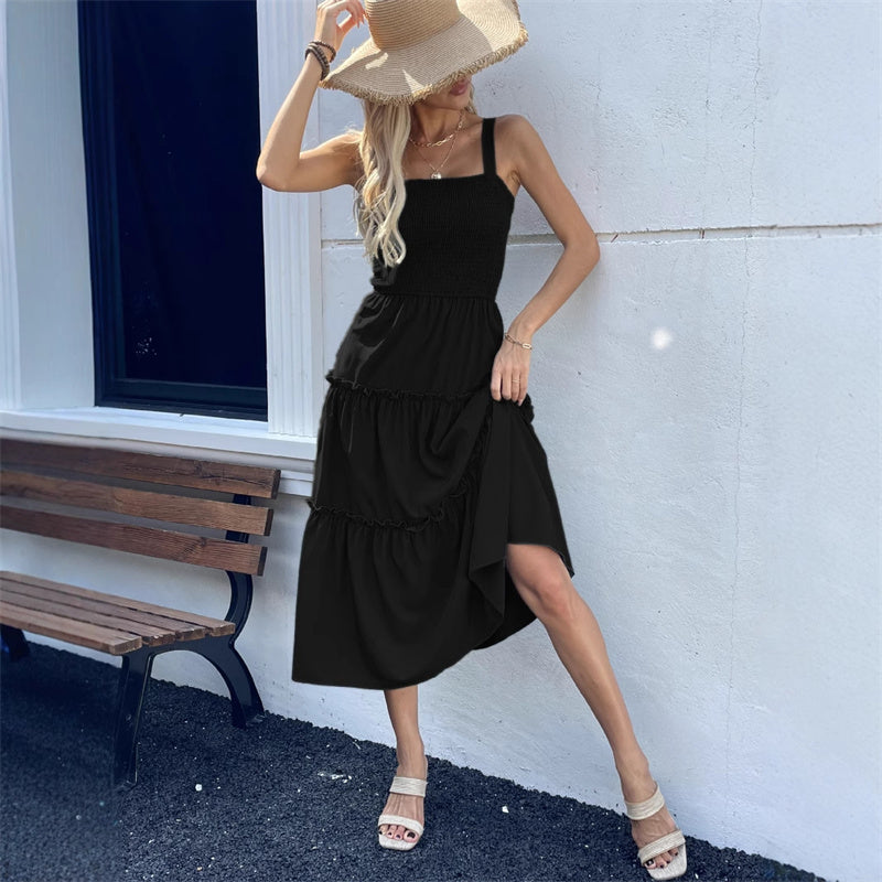 Női ujjatlan, fodros szegélyű ruha