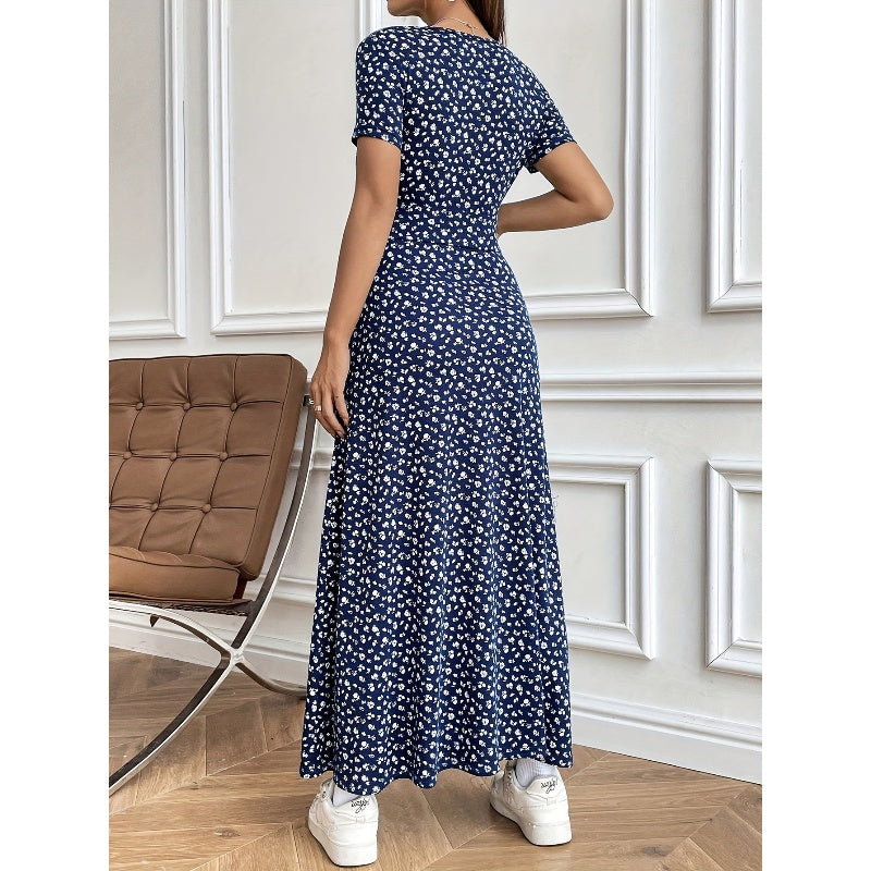 ✨ Női alkalmi V-nyakú virágos Maxi ruha 💃