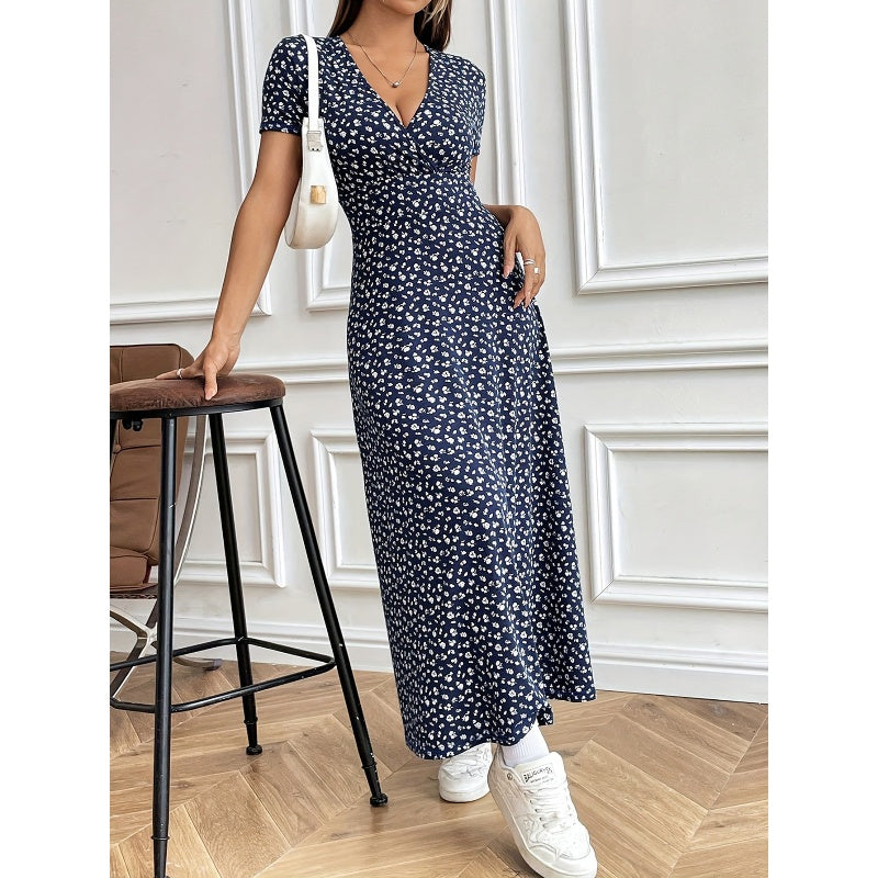 ✨ Női alkalmi V-nyakú virágos Maxi ruha 💃