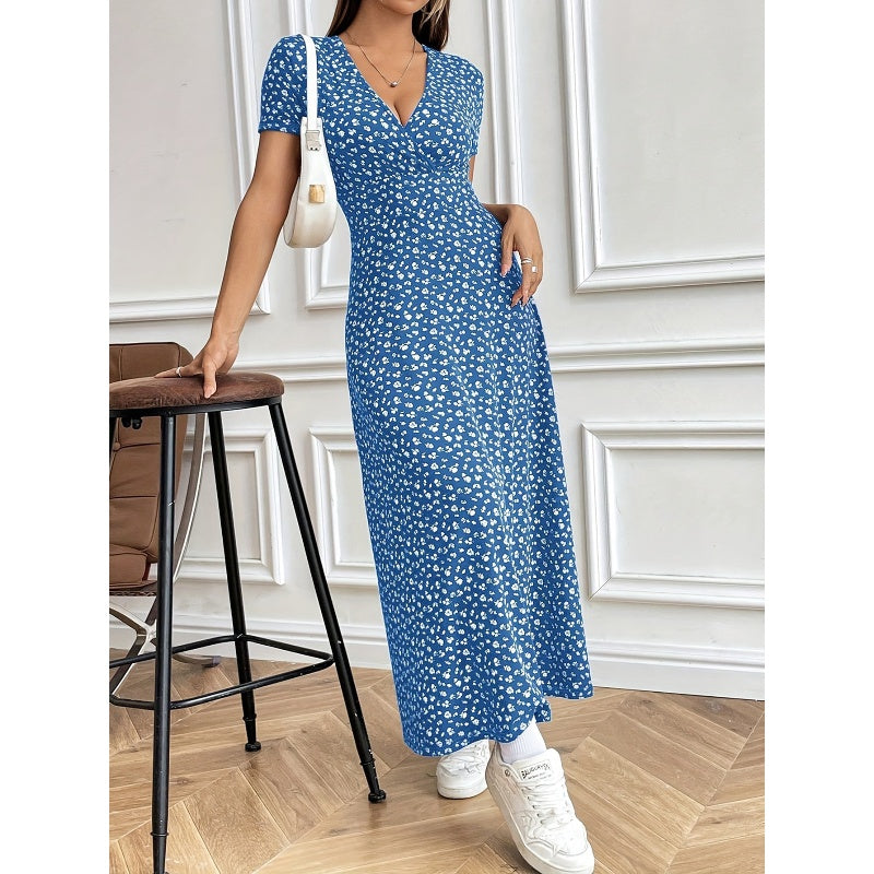 ✨ Női alkalmi V-nyakú virágos Maxi ruha 💃