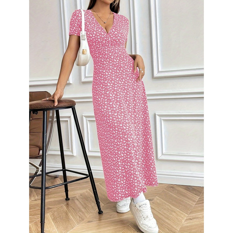✨ Női alkalmi V-nyakú virágos Maxi ruha 💃