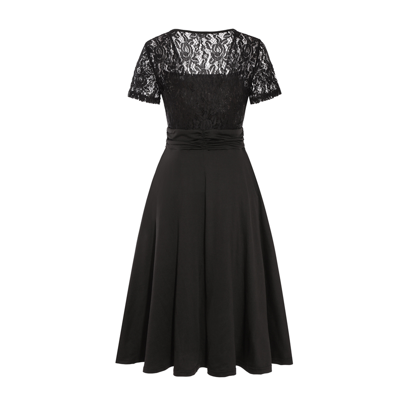 Női ruha V-nyakkal és derekat kiemelő részletekkel