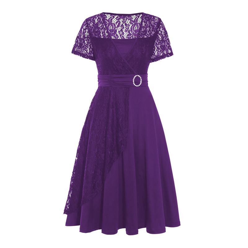 Női ruha V-nyakkal és derekat kiemelő részletekkel