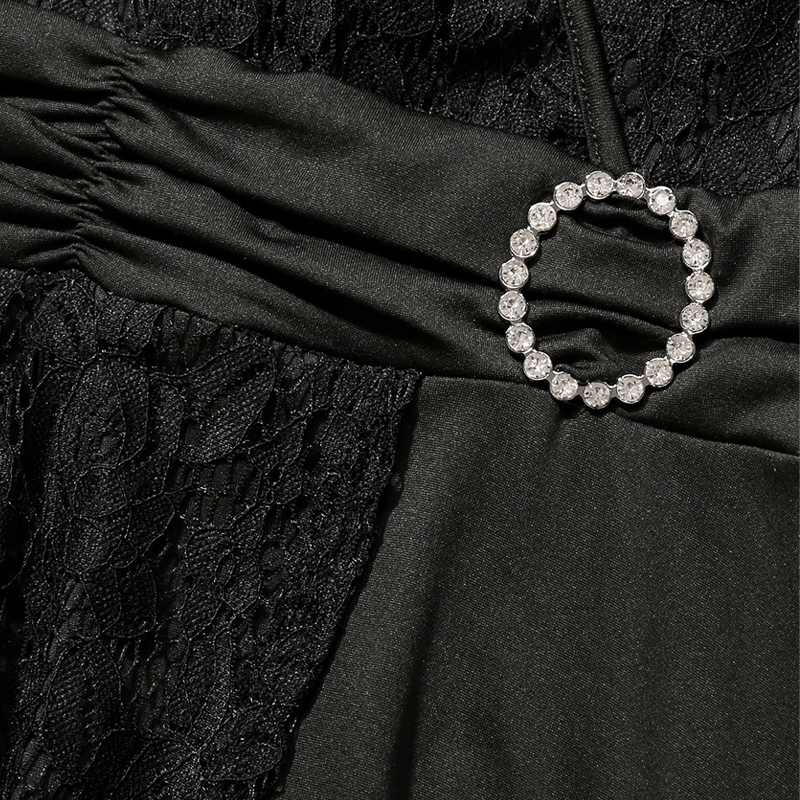 Női ruha V-nyakkal és derekat kiemelő részletekkel