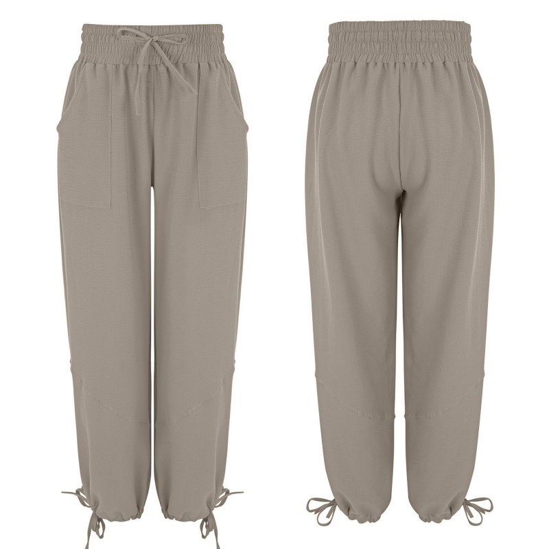 Női lezser, rugalmas, széles szárú nadrág zsebekkel