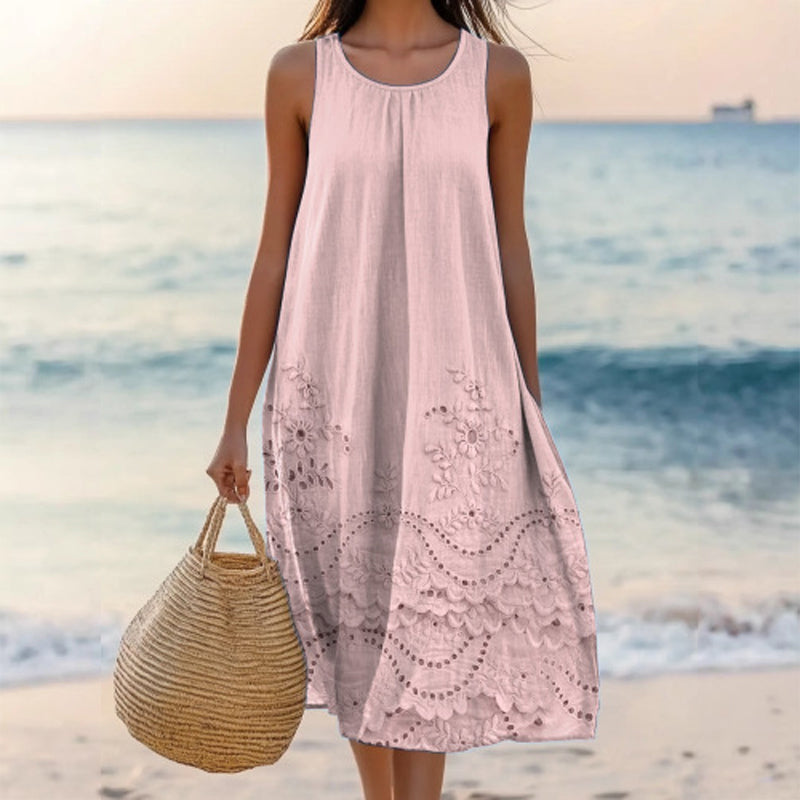 Női lezser ruha kerek nyakkal és mintával