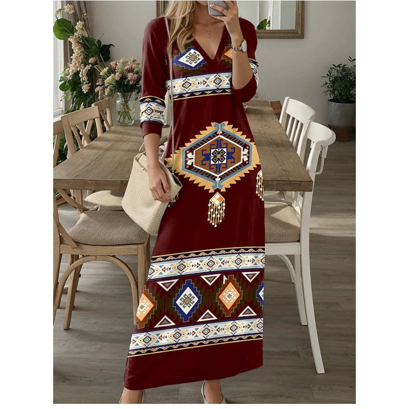 V-nyakú, 3/4-es ujjú ruha