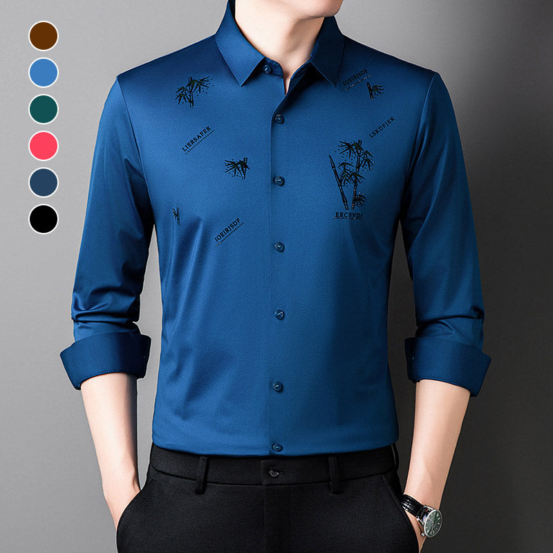 【M-4XL】Férfi bambusz mintás alkalmi üzleti ing