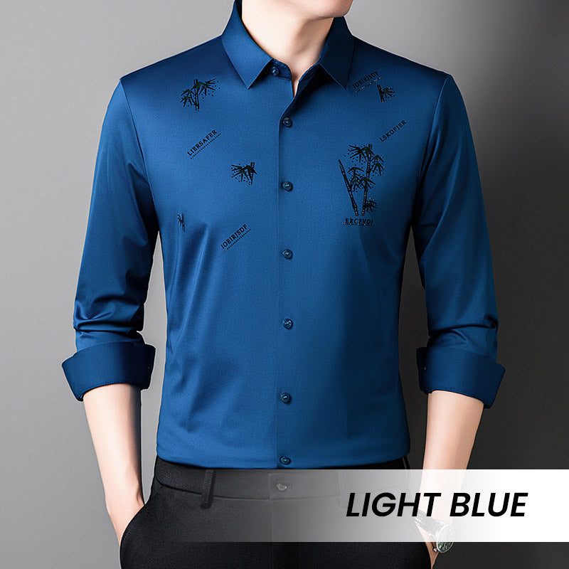 【M-4XL】Férfi bambusz mintás alkalmi üzleti ing