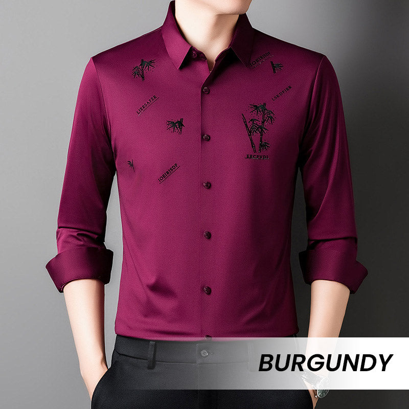 【M-4XL】Férfi bambusz mintás alkalmi üzleti ing