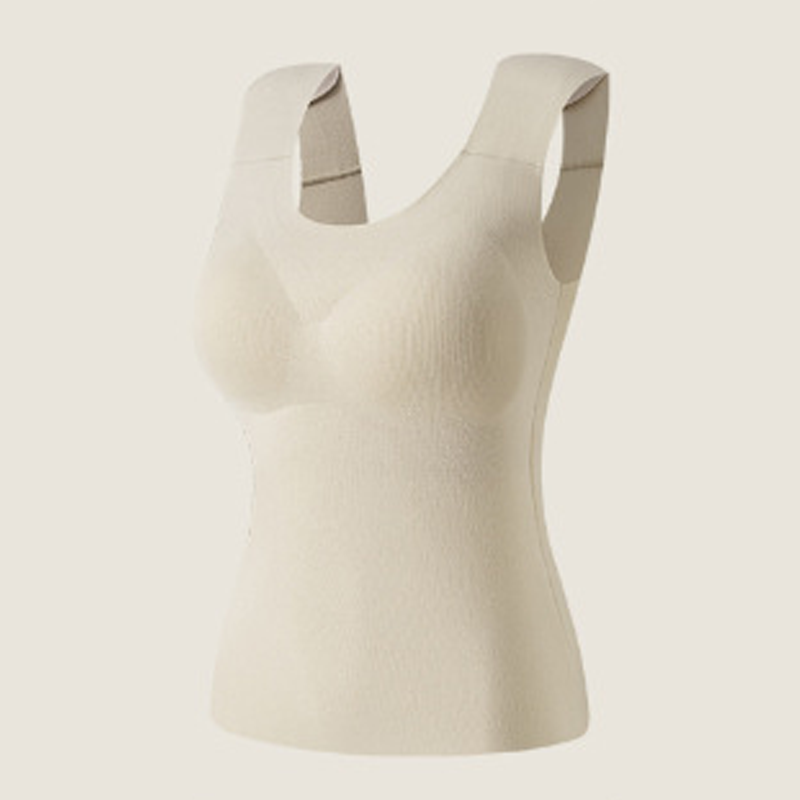 【Hármas funkció: melegítő, formázó és vállpárnás】 Téli, béléssel ellátott, melegítő melltartó póló Beépített, kivehető melltartó betétekkel és láthatatlan vállpárnákkal - Fitt formázás