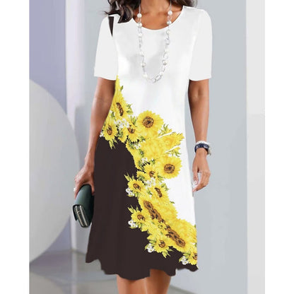 Új kerek nyakú nyomtatott ruha