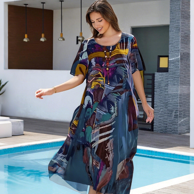 [S-4XL]✨Légszerű ruha élénk, trópusi színekben