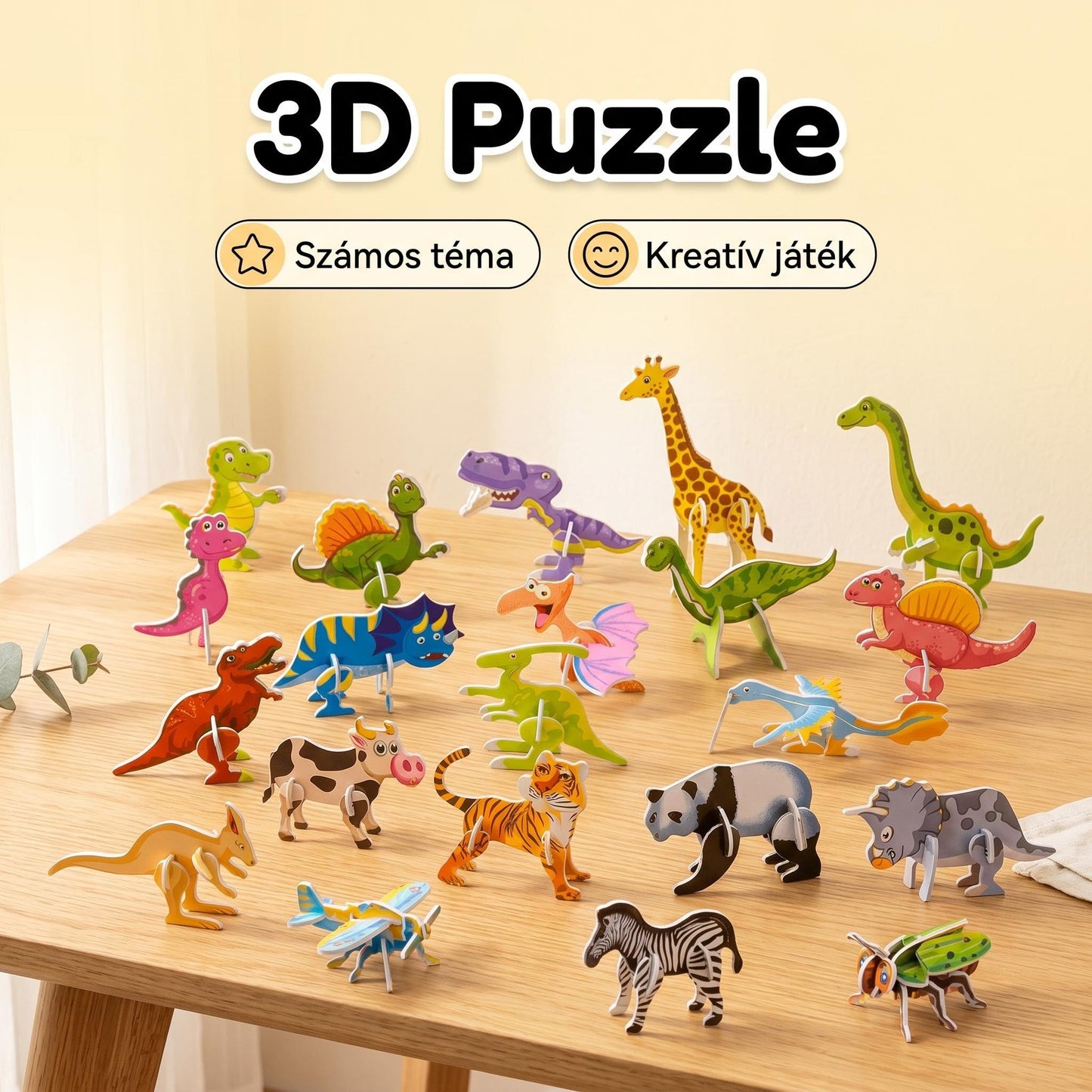 🎠Vidám időtöltés kicsiknek! DIY 3D-s rajzfilm puzzle (25 darabos készlet)(🔥 1-et fizet, 2-t kap!)