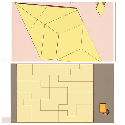 🧩Fa tangram táblás puzzle játék Montessori alakzat puzzle válogató játék Színes tangram oktatási mintás játék gyerekeknek🔺🔷
