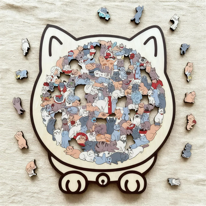 🎁Karácsonyi akció 50% kedvezmény🎅135 darabos, macska alakú fa puzzle Morandi-Color