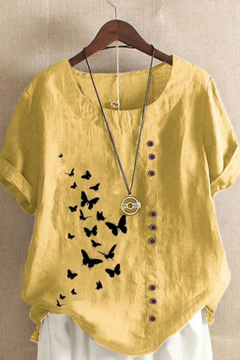 ❤️lezser lenvászon felső pillangóvirággal