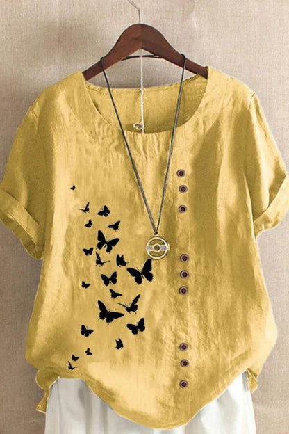 ❤️lezser lenvászon felső pillangóvirággal