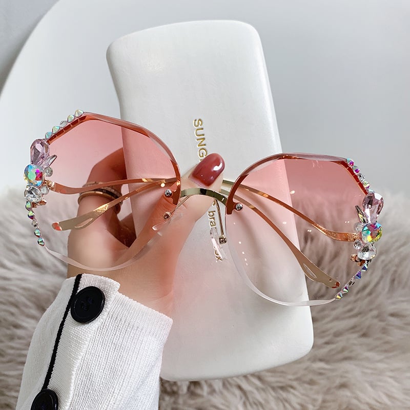 💝Rimless napszemüveg gyémántokkal a nők számára