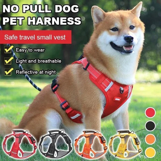 🔥🐶 Reflektív kutyahám állítható mellény nélkül, húzás nélkül 🚶‍♂️💕
