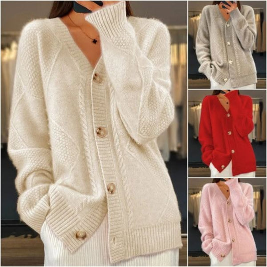 Új V-nyakú kasmír kardigán pulóver