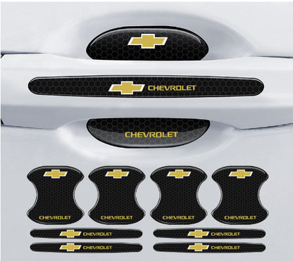 Szénszálas autó ajtókilincs kesztyű + ütközésgátló csíkok (8 db/1 készlet).