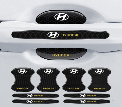 Szénszálas autó ajtókilincs kesztyű + ütközésgátló csíkok (8 db/1 készlet).