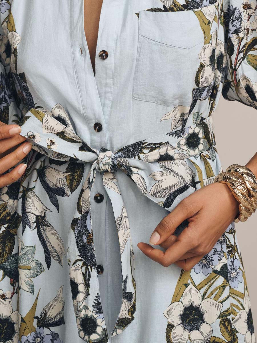 Nyomott Gombos Hosszú Ujjú Maxi Ruha