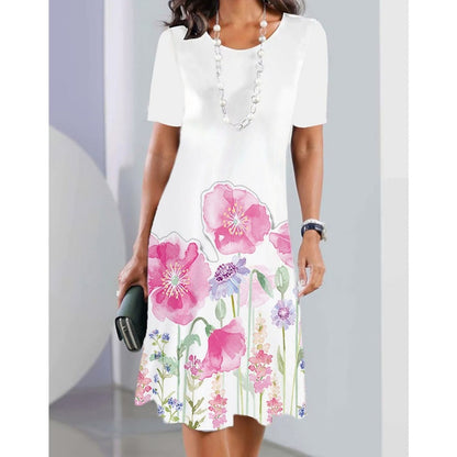 Új kerek nyakú nyomtatott ruha