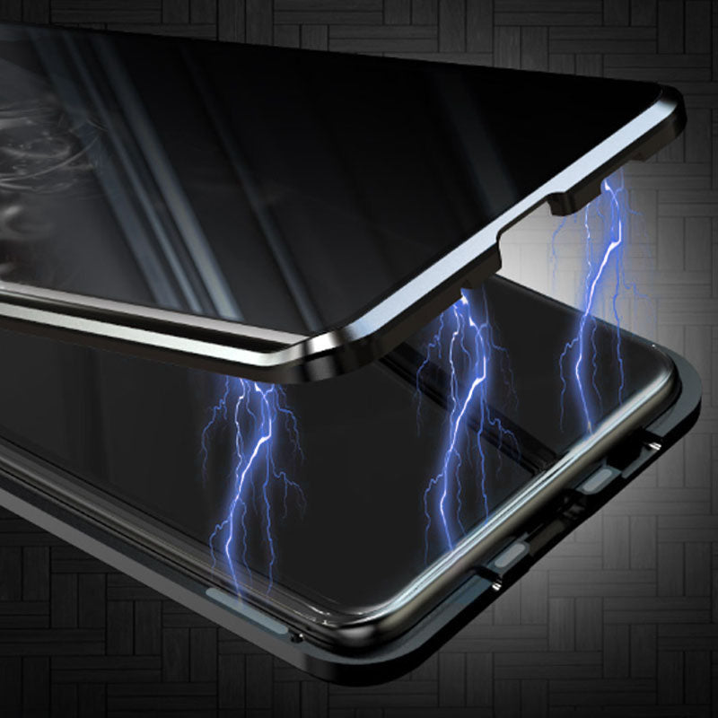 ⚡🧲 Mágneses edzett üveg kétoldalas telefon tok Samsung S23-S25 sorozathoz 📱🛡️