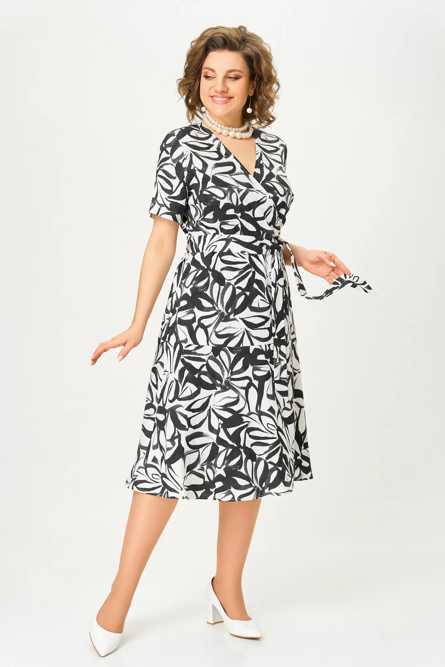 [S-5XL] Elegáns virágmintás ruha, nagy méret | V-nyakú, kényelmes és szellős, ideális