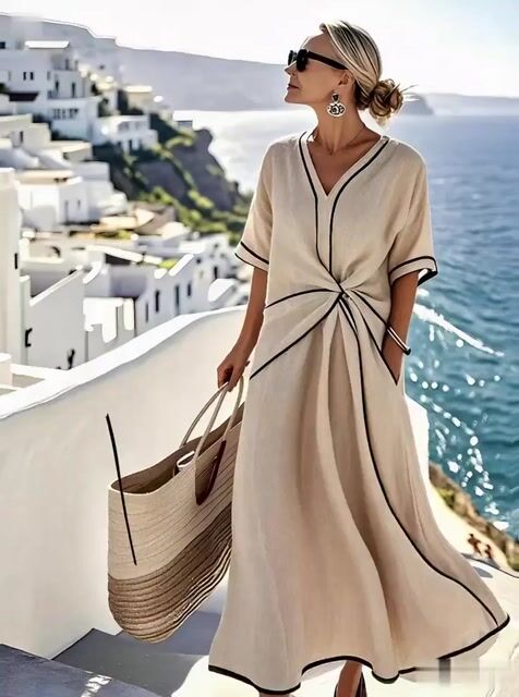 Női bő csíkos mintás ruha