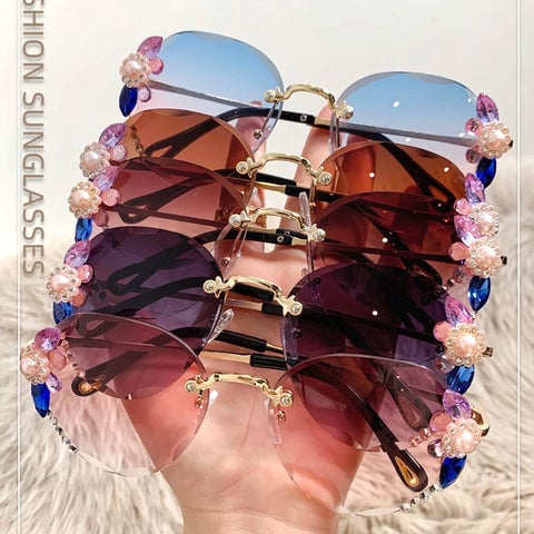 💝Rimless napszemüveg gyémántokkal a nők számára
