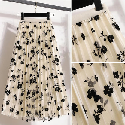 Virágos rakott midiszoknya A