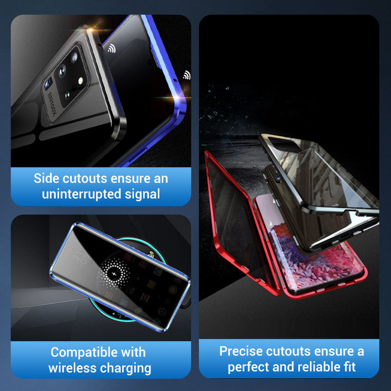 ⚡🧲 Mágneses edzett üveg kétoldalas telefon tok Samsung S23-S25 sorozathoz 📱🛡️