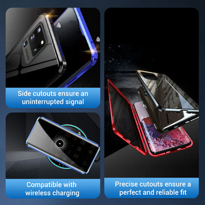 ⚡🧲 Mágneses edzett üveg kétoldalas telefon tok Samsung S23-S25 sorozathoz 📱🛡️