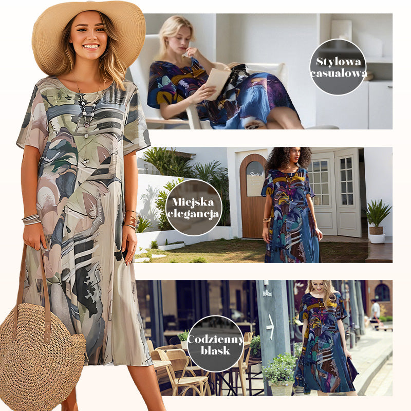 [S-4XL]✨Légszerű ruha élénk, trópusi színekben