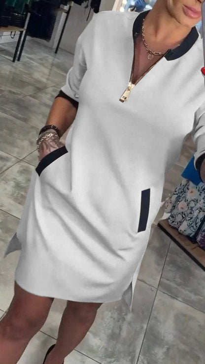 Női, középhosszú ujjú, egyszínű ruha