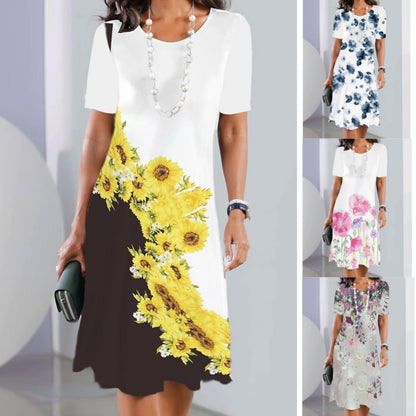 Új kerek nyakú nyomtatott ruha