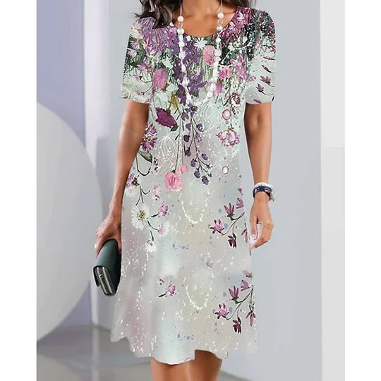 Új kerek nyakú nyomtatott ruha