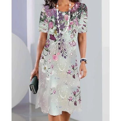 Új kerek nyakú nyomtatott ruha