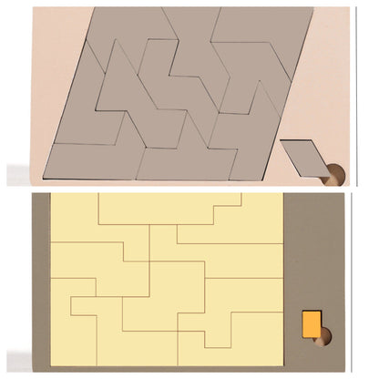 🧩Fa tangram táblás puzzle játék Montessori alakzat puzzle válogató játék Színes tangram oktatási mintás játék gyerekeknek🔺🔷