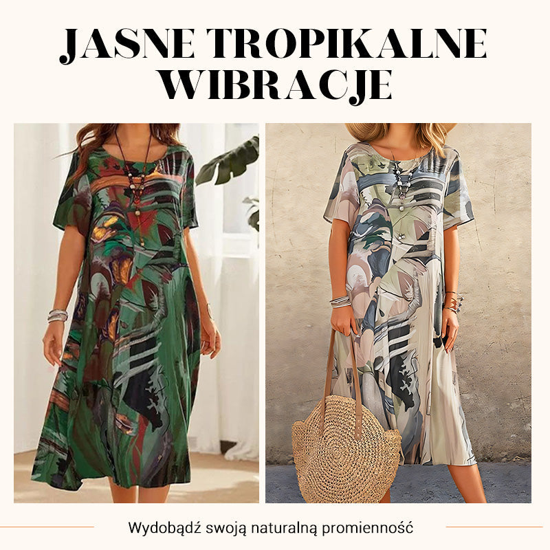 [S-4XL]✨Légszerű ruha élénk, trópusi színekben