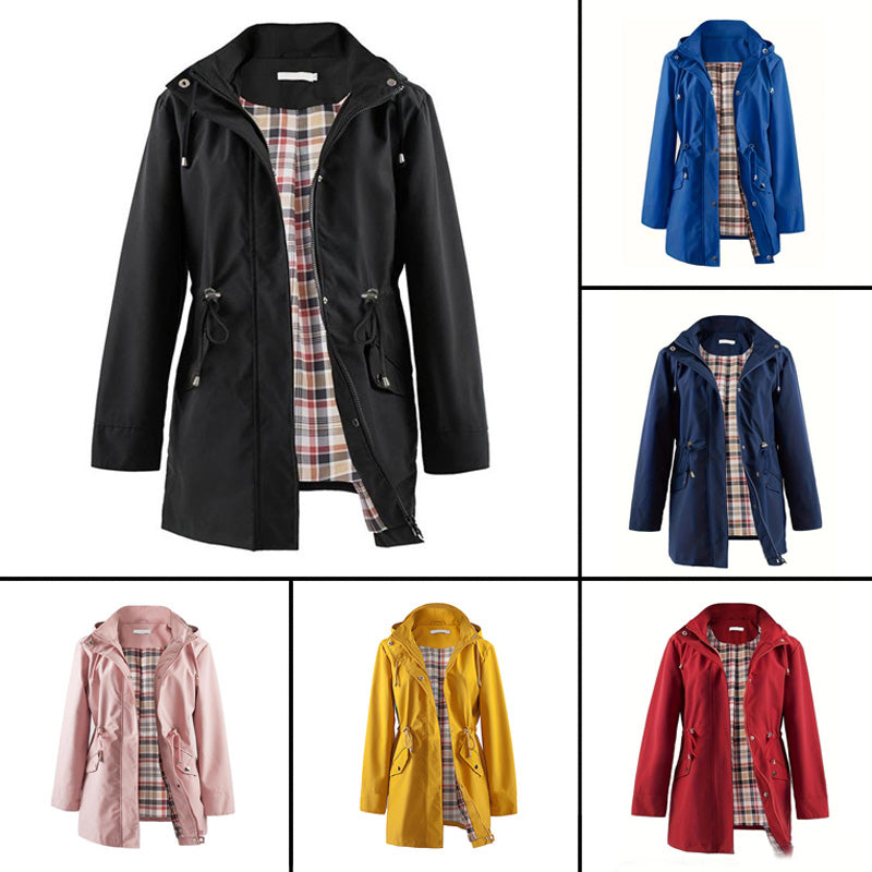 【S-4XL】🧥Hosszú kapucnis, derékban húzózsinórral ellátott, cipzáras széldzseki