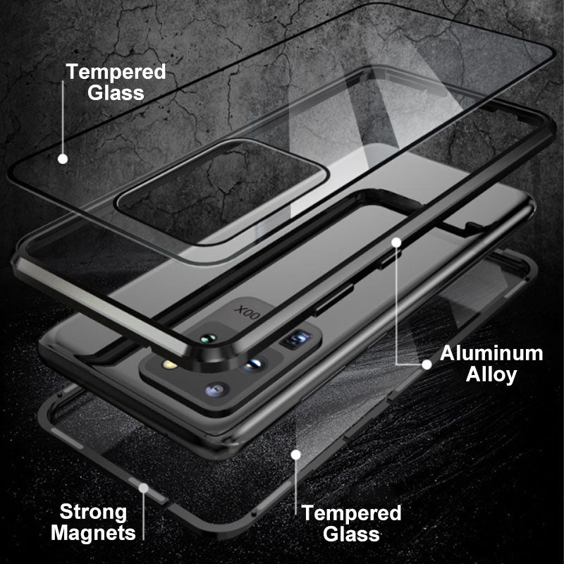 ⚡🧲 Mágneses edzett üveg kétoldalas telefon tok Samsung S23-S25 sorozathoz 📱🛡️