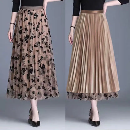 Virágos rakott midiszoknya A