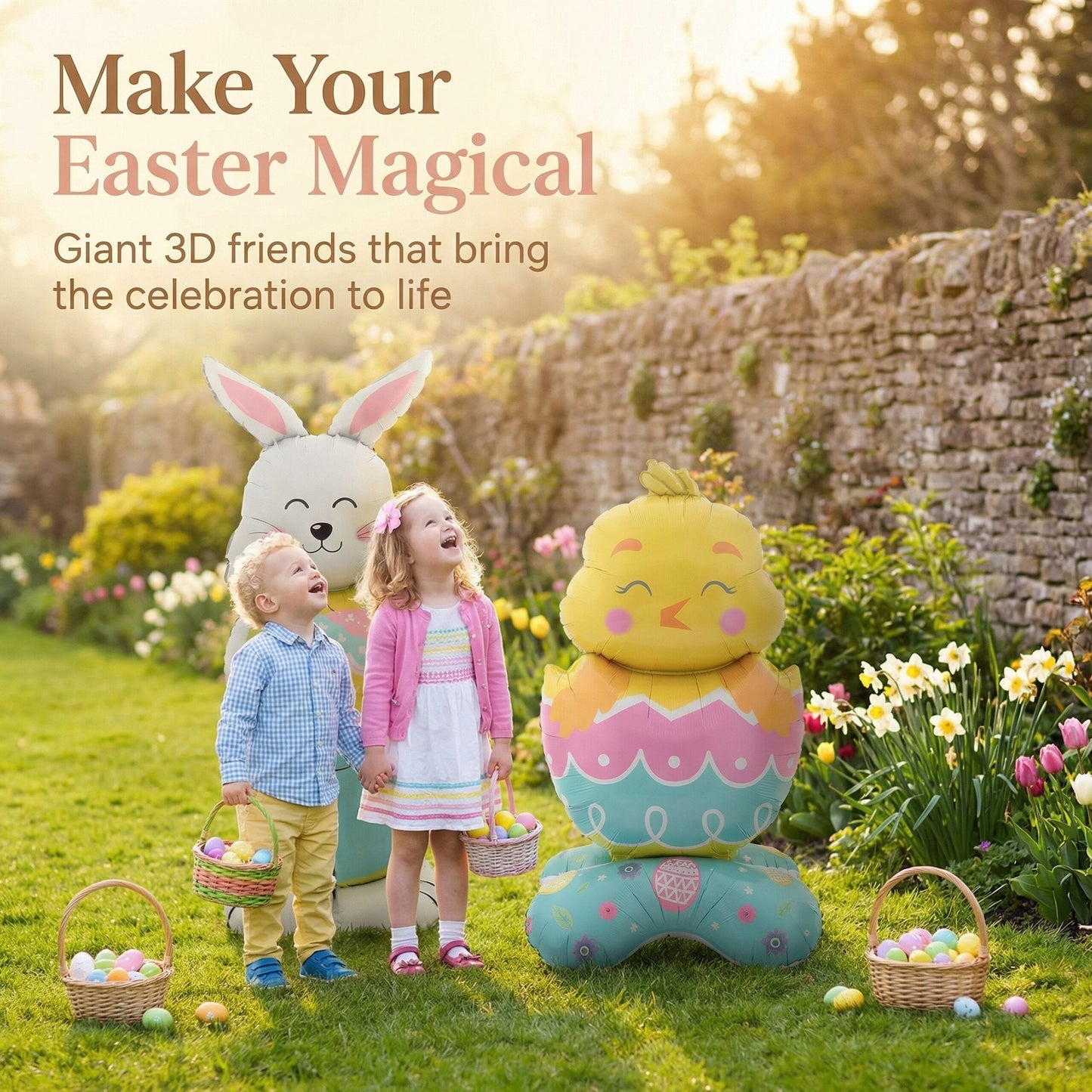 🎁Húsvéti korai madár akció🐰Óriási 3D álló nyuszi léggömb önálló ünnepi hangulatot teremt