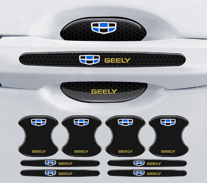 Szénszálas autó ajtókilincs kesztyű + ütközésgátló csíkok (8 db/1 készlet).