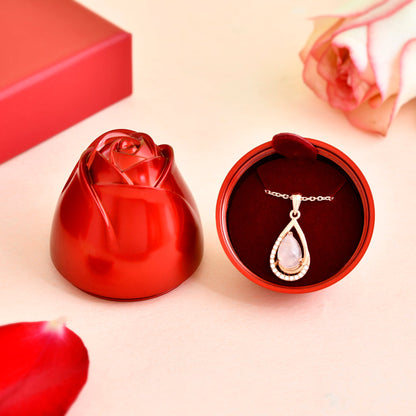 Rózsa szál szív alakú medál nyaklánc ajándék szett