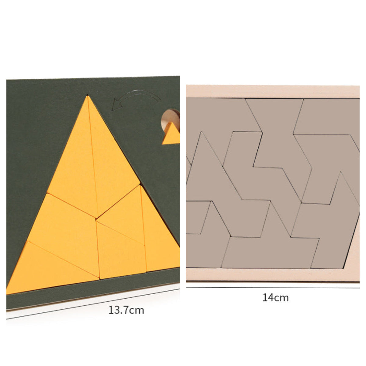 🧩Fa tangram táblás puzzle játék Montessori alakzat puzzle válogató játék Színes tangram oktatási mintás játék gyerekeknek🔺🔷